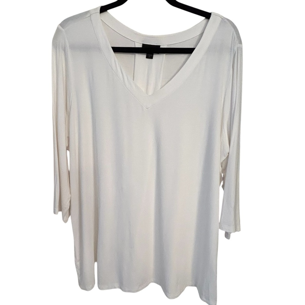 J.Jill Wearever Cream V-Neck 3/4 Sleeve Pleat Back Top Size XL Tall